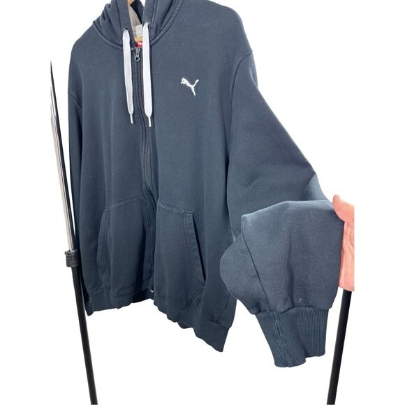 Puma Black Zip up Sweater Hoodie Men's Sweatshirt Embroidered Logo Size XXL - Picture 3 of 13